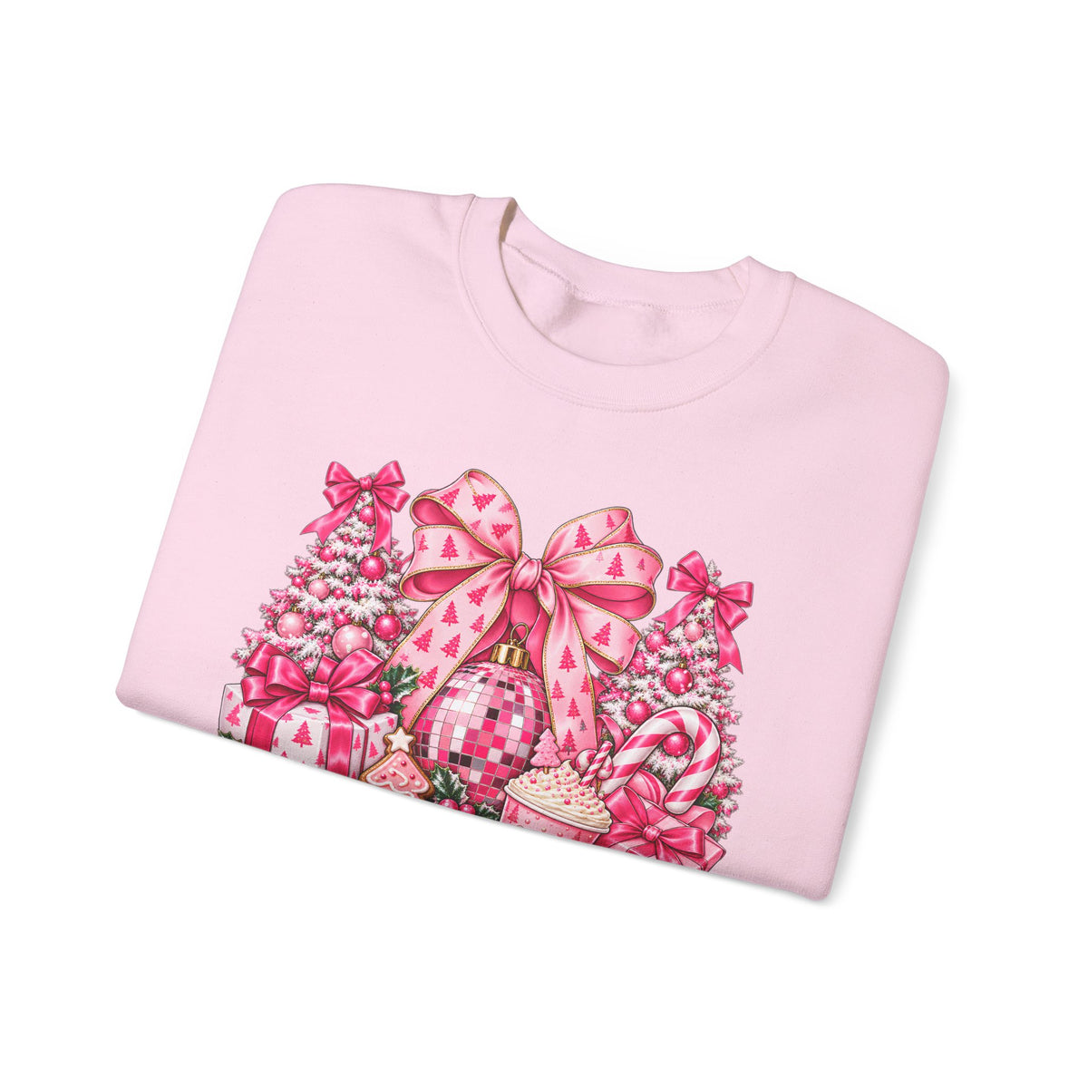 Pink Bow Floral Christmas Tree Sweatshirt