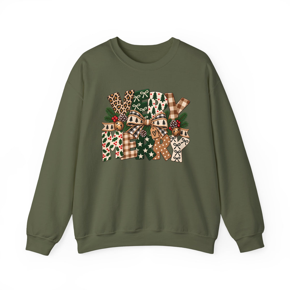 Festive Christmas Patchwork Bows Sweatshirt
