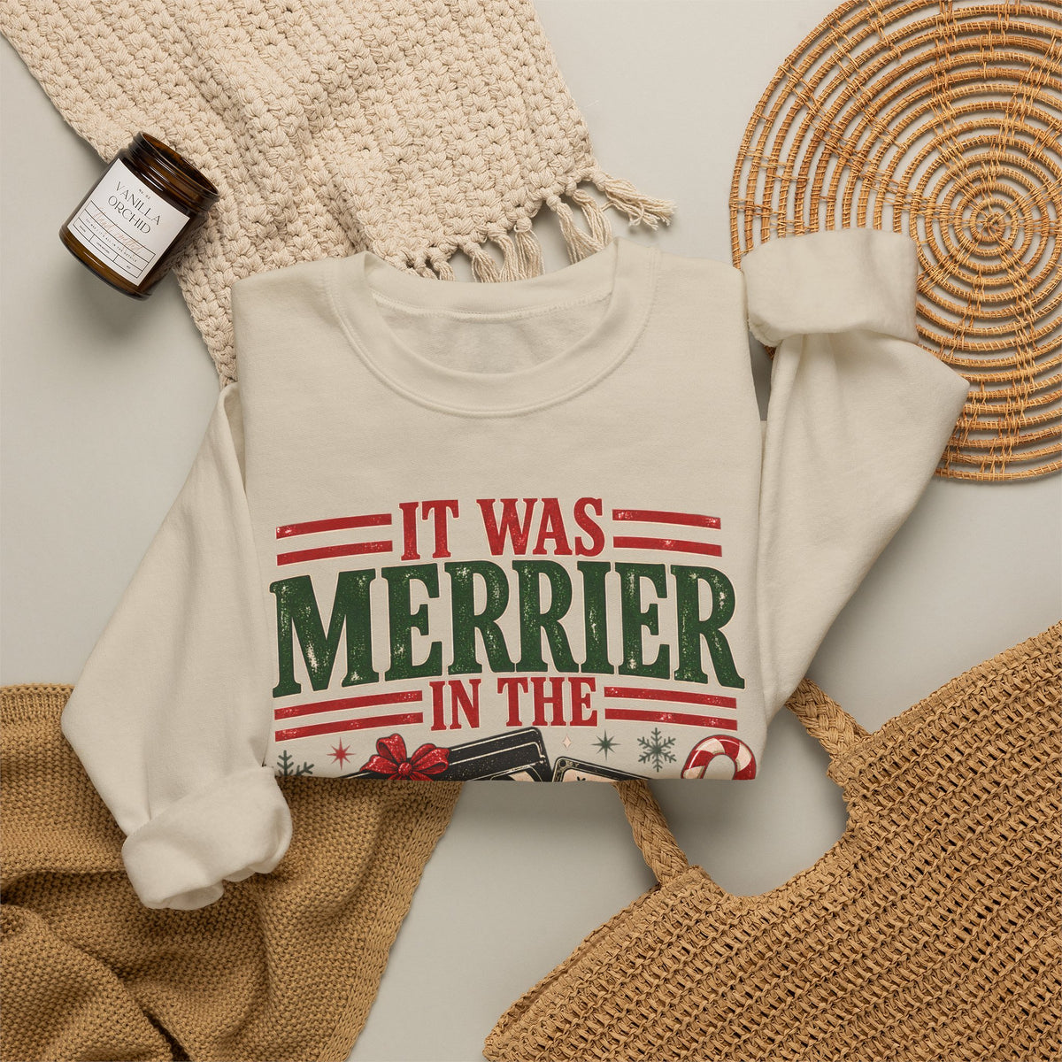 It Was Merrier in the 90s Christmas Retro Sweatshirt