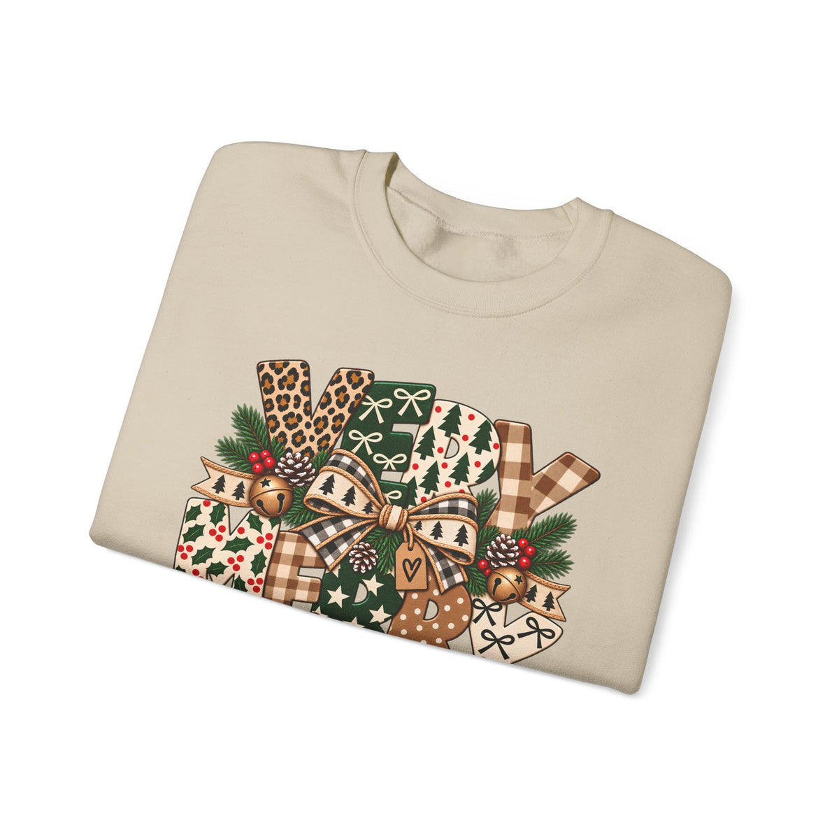 Festive Christmas Patchwork Bows Sweatshirt