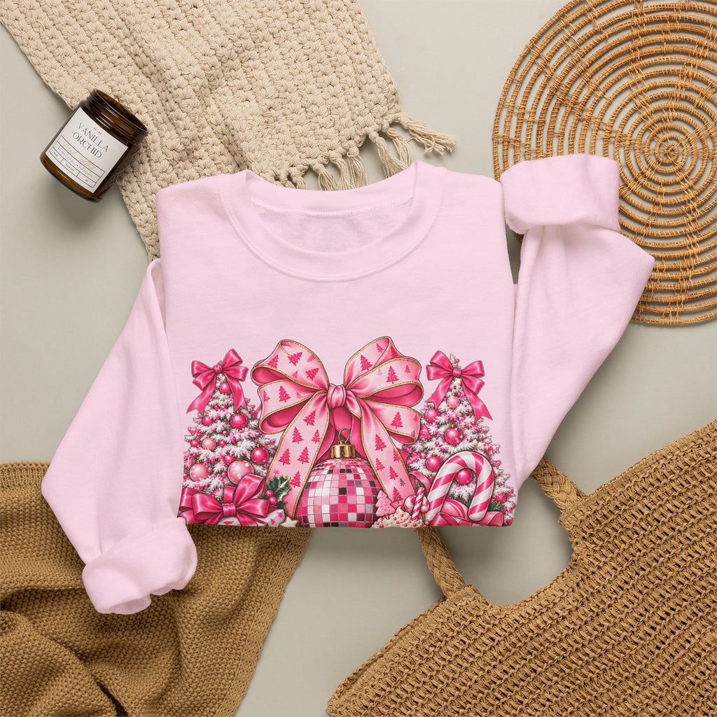 Pink Bow Floral Christmas Tree Sweatshirt
