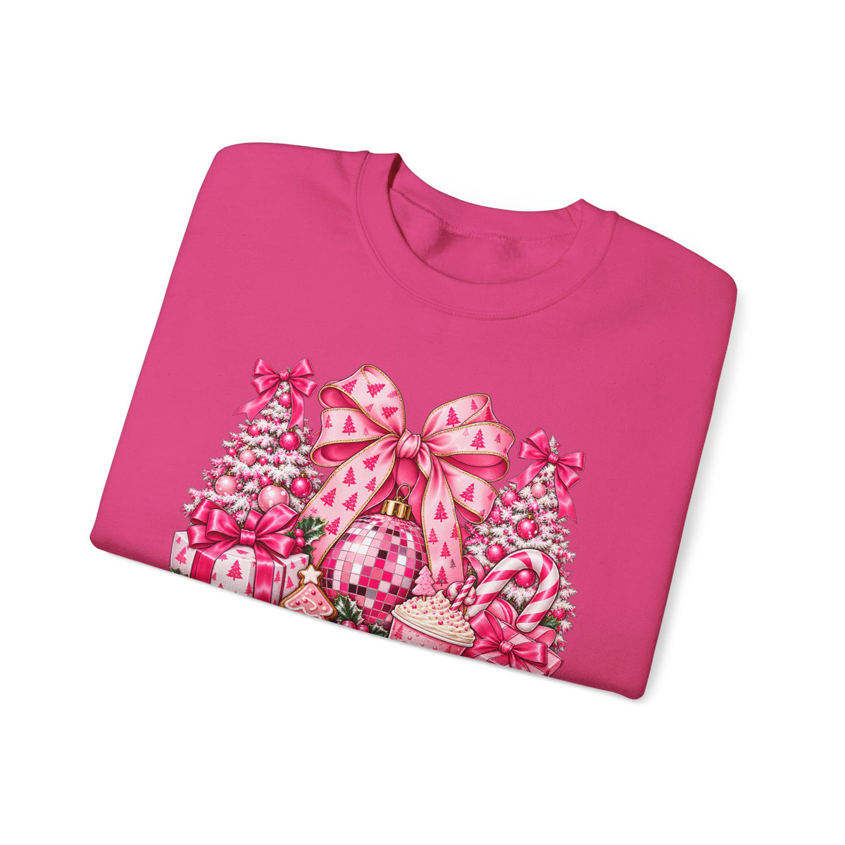 Pink Bow Floral Christmas Tree Sweatshirt