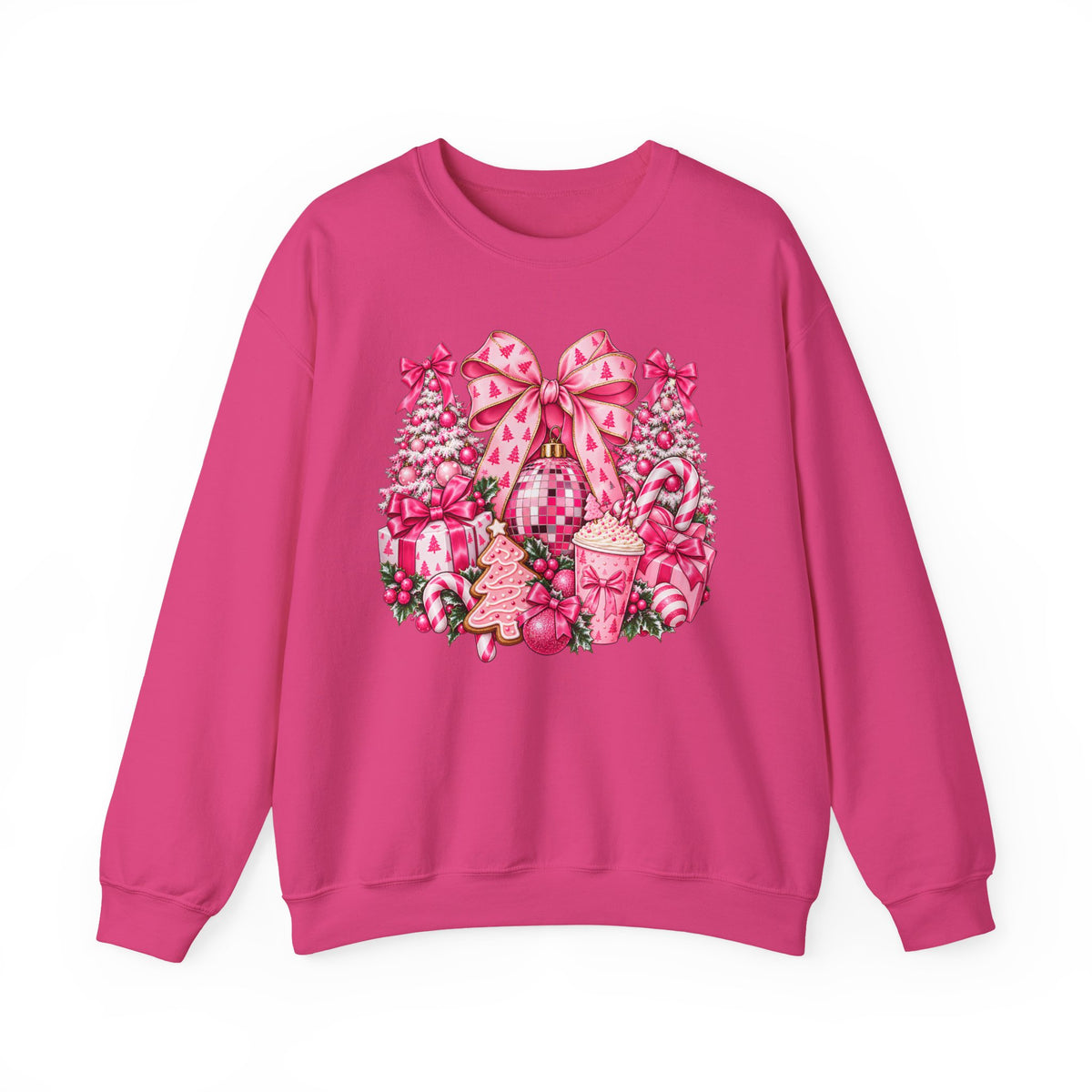 Pink Bow Floral Christmas Tree Sweatshirt