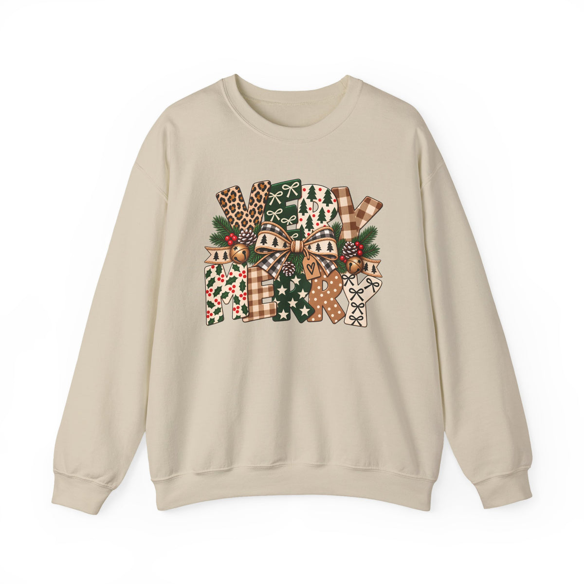 Festive Christmas Patchwork Bows Sweatshirt