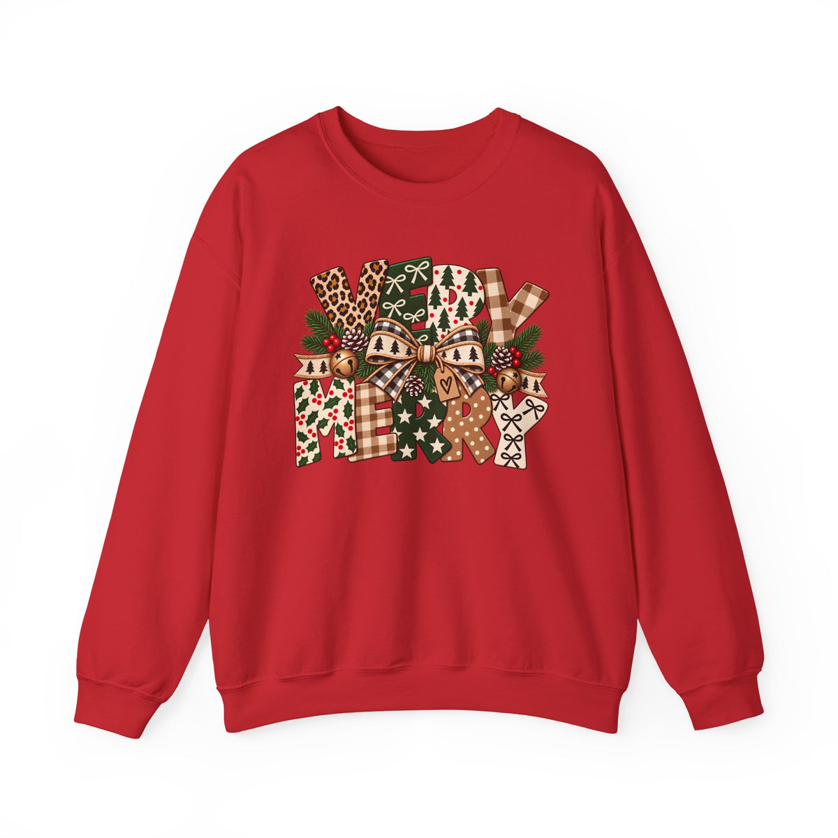 Festive Christmas Patchwork Bows Sweatshirt