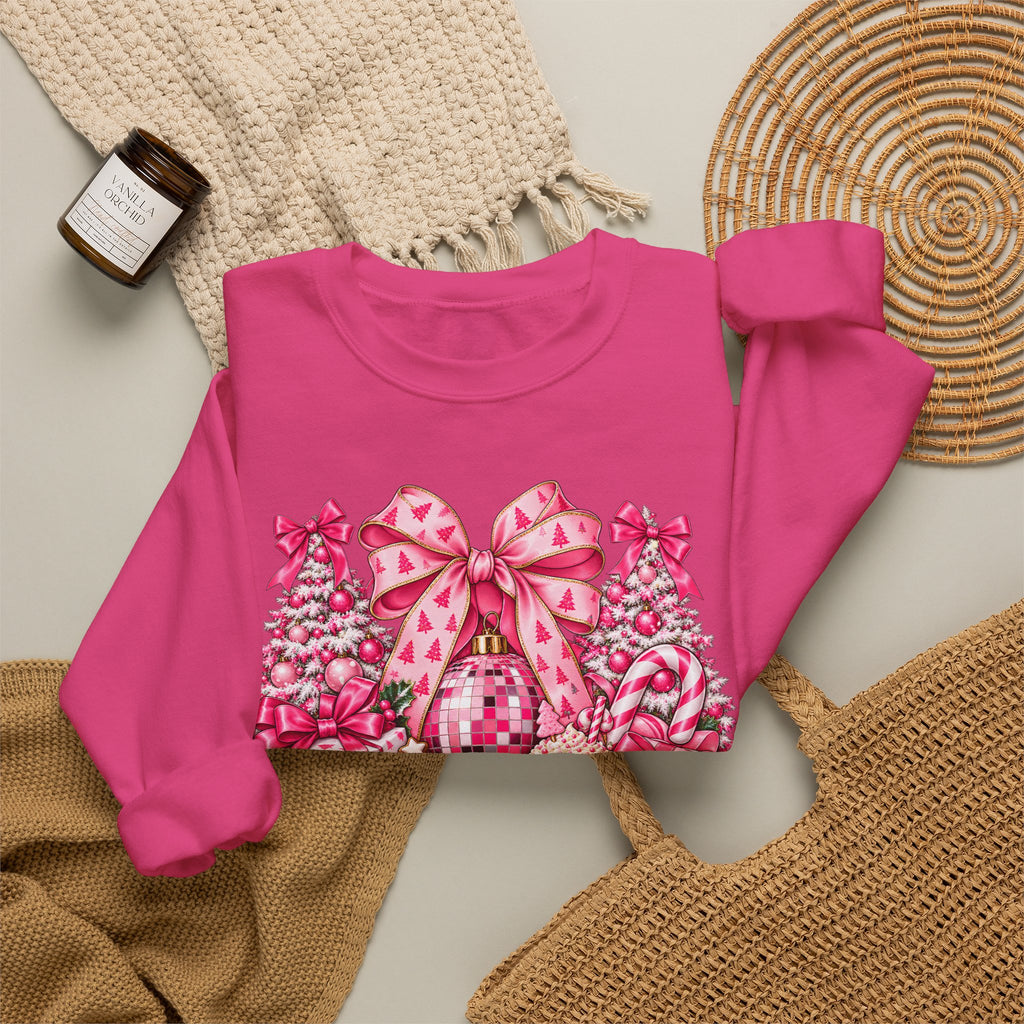 Pink Bow Floral Christmas Tree Sweatshirt