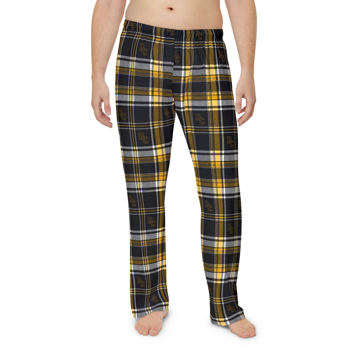 Men's Black & Gold Plaid Pajama Pants — Cozy Lounge Sleepwear