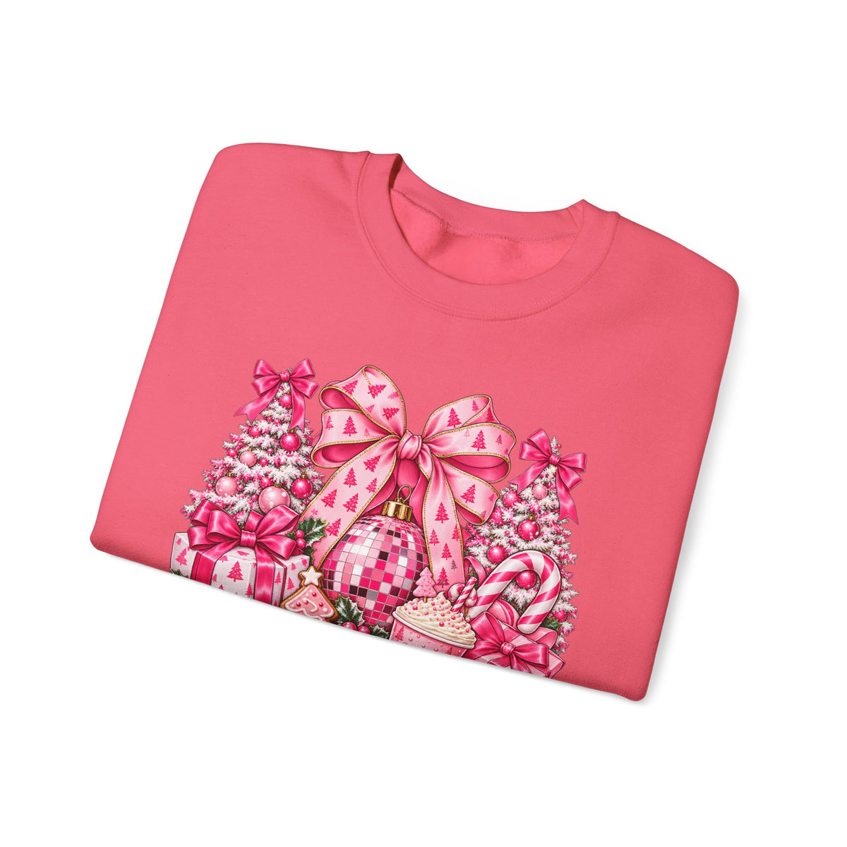 Pink Bow Floral Christmas Tree Sweatshirt